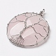 Laiton naturel rose quartz gros pendentifs X-G-E030-B-03P-1