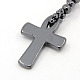 Mens saint ankh croix colliers pendants d'hématite NJEW-F026-17-2