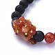 Bracelets extensibles à perles rondes en pierre de lave naturelle BJEW-JB05118-03-2