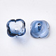 Capuchons de perles en verre peint à la bombe transparent à deux tons à 4 pétale X-GGLA-S054-009D-01-2