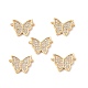 Brass Micro Pave Clear Cubic Zirconia Connector Charms KK-E068-VF248-4