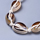 Verstellbare geflochtene Perlenarmbänder aus Kaurimuschel BJEW-JB04271-3