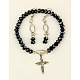 Ensembles de bijoux de verre pour christian: bracelets et boucles d'oreilles extensibles SJEW-JS00442-2