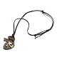 Adjustable Men's Zinc Alloy Pendant and Leather Cord Lariat Necklaces NJEW-BB16006-1