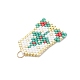 Прямоугольник из стеклянного бисера Miyuki Delica с подвесками в виде рождественской елки PALLOY-MZ01058-4