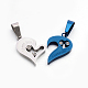 Valentine's Couple Jewelry Lovers 304 Stainless Steel Rhinestone Heart with Word I Love You Spilt Pendants STAS-E090-83-3