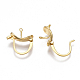 Brass Hoop Earring Findings with Latch Back Closure & Loop KK-T038-245G-3