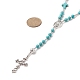 Collana rosario in pietra lavica naturale e turchese sintetico NJEW-JN04237-01-5