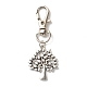 Porte-clés en alliage de style tibétain arbre de vie X-HJEW-JM00560-02-1