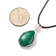 Женские ожерелья-капли из синтетического малахита с вощеными шнурами NJEW-TA00034-04-7