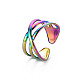 Colore arcobaleno 304 anello a polsino incrociato in acciaio inossidabile RJEW-N038-036M-3