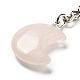 Portachiavi con ciondolo luna reiki in quarzo rosa naturale KEYC-P015-01P-08-2