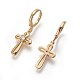 Brass Dangle Hoop Earrings EJEW-F199-13G-2