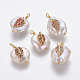 Colgantes naturales de perlas cultivadas de agua dulce PEAR-L027-06-1