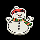 祝日モチーフボタン  33.5x27x2穴プリントの木製ボタン  クリスマス雪だるま  ホワイト  2mm  穴：[1]mm BUTT-R038-03-1