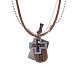 Unisex Retro Cross Zinc Alloy Pendant and Leather Cord Necklaces NJEW-BB15990-10