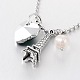 Heart Electroplated Glass Pendant Necklaces NJEW-JN01319-4