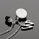Silver Tone Brass Druzy Resin Flat Round Pendant Necklaces NJEW-JN01165-4