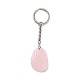 Natural Rose Quartz Teardrop with Spiral Pendant Keychain KEYC-A031-02P-05-2