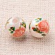 Flower Picture Printed Glass Round Beads GLAA-J088-12mm-B04-2