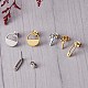 6Pairs 6 Style Half Round & Safety Pin & Key 304 Stainless Steel Stud Earrings for Women EJEW-SZ0001-64-6