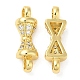 Rack Plating Brass Pave Clear Cubic Zirconia Connector Charms KK-Z028-06G-2