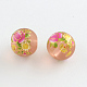 Flower Picture Glass Round Beads GFB-R004-14mm-M02-2