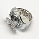 Relojes de cuarzo anillo de estiramiento hierro tono platino RJEW-R119-08D-2