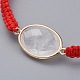 Bracelets de perles tressées en cristal de quartz naturel réglables BJEW-JB04664-02-2