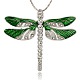 Platinum Alloy Enamel Dragonfly Big Pendants ENAM-J033-01P-1