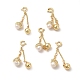 Cierres de anilla de resorte de latón con adorno redondo de perla natural KK-I697-11G-1
