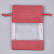 綿＆オーガンジーの梱包袋巾着袋  レッド  13.1~14.5x9.5~10cm ABAG-S004-09C-10x14-2