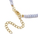 Heart Glass Pendant Necklace with Natural Pearl & Seed Beaded Chains NJEW-JN04343-5