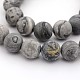 Frosted Natural Map Stone/Picasso Stone/Picasso Jasper Round Bead Strands X-G-M272-08-10mm-1