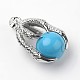 Eagle Claw Alloy Synthetic Turquoise Pendants G-L455-A16-2