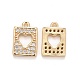 Brass Micro Pave Clear Cubic Zirconia Charms KK-A156-21LG-2