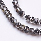 Half Plated Faceted Rondelle Electroplate Glass Bead Strands X-EGLA-D020-3x2mm-12-3