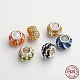 Rondelle 925 Sterling Silver Czech Rhinestone European Large Hole Beads CPDL-F001-M-1