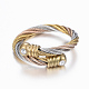 Trendy conjuntos de anillos y brazaletes de torque de 304 acero inoxidable SJEW-H073-04-5
