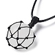 Halskette mit rundem Anhänger aus natürlichen und synthetischen Mischsteinen NJEW-H009-02-4