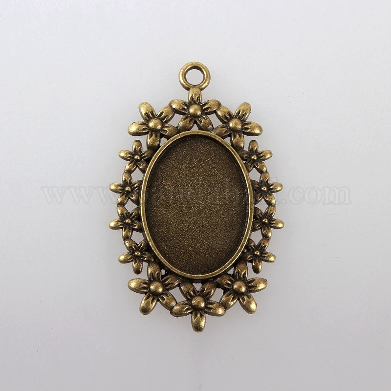 thumbnail image 2 of 10 Antique Silver Tibetan Style Alloy Flower Tray Cabochon Settings – 25x18mm Tray 2 of 6
