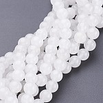 Brins de perles de jade blanc naturel de 15.3 pouce, ronde, Perle: 8 mm de diamètre, Trou: 1mm, Environ 47 pcs/chapelet
