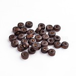 Perle di legno di acero naturale,  piombo libero, rotondo e piatto, tinto, marrone, 6x3mm, Foro: 2 mm