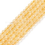 Natürlichen Citrin Perlen Stränge, Runde, gefärbt und erhitzt, 6 mm, Bohrung: 1 mm, ca. 60~63 Stk. / Strang, 15.5~15.7 Zoll (38~40 cm)