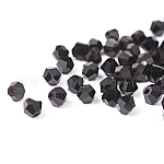 Abalorios de vidrio de cristal de imitación, transparente, facetados, bicono, negro, 4x3.5mm, agujero: 1 [2 mm aproximamente] unidades / bolsa