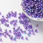 Perles acryliques transparentes écologiques plaquées couleur bicône ab, orchidée noire, 6x6mm, Trou: 1mm, environ 6250 pcs/500 g