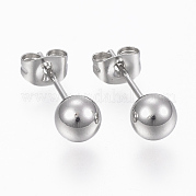 Серьги-гвоздики с шариками из нержавеющей стали 201 STAS-P179-02P-5mm