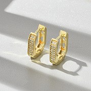 Овальные серьги-кольца из латуни с микропаве из прозрачных кубических цирконий EJEW-D311-047G