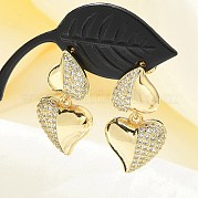 Серьги-гвоздики из латуни с микро-паве из прозрачного кубического циркония для женщин EJEW-C125-21C-G