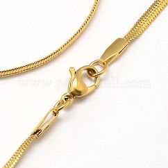 Ionenbeschichtung (IP) trendige Herren-Halsketten aus 304er Edelstahl mit Fischgrätenmuster, mit Karabiner, golden, 17.7 Zoll (45 cm), 3x0.9 mm